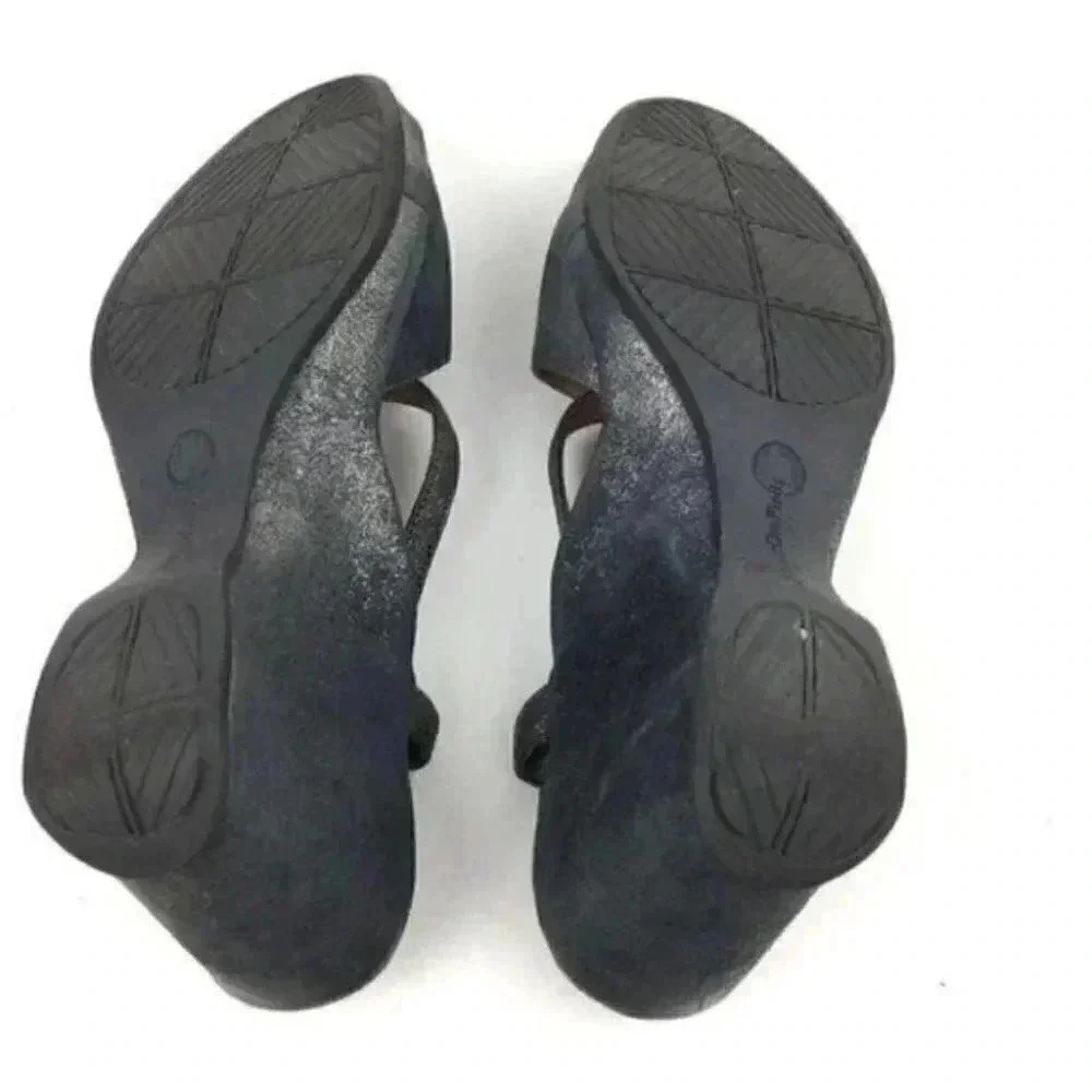 Lamour Des Pieds Heels size 10 Oraine Metallic charcoal gray Chunky wedges